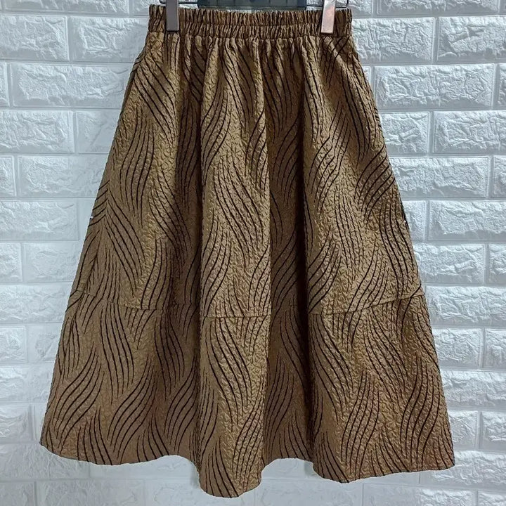 [BUNJANG] Muzak Wave Pattern Long Skirt Brown / muzak. 물결패턴 롱스커트 브라운
