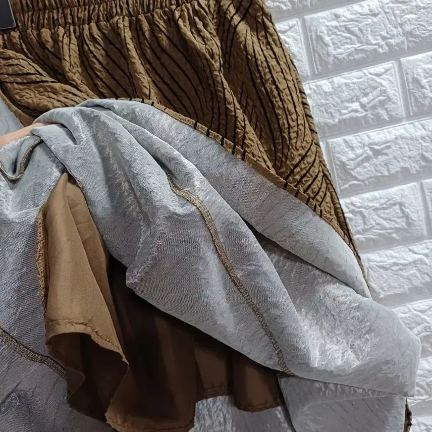 [BUNJANG] Muzak Wave Pattern Long Skirt Brown / muzak. 물결패턴 롱스커트 브라운