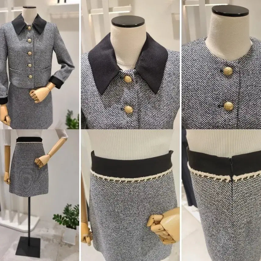 [BUNJANG] It MICHAA Wave Collar Jacket and Skirt Set / 잇미샤 웨이브카라 자켓+스커트 셋업