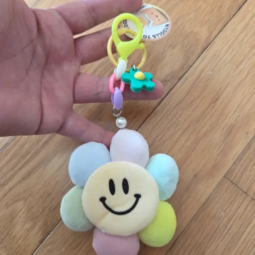 [BUNJANG] Pastel Flower Smile Keyring / 파스텔 꽃 스마일 키링