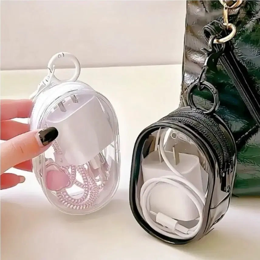 [BUNJANG] Canvas Bag / Transparent Mini Bag / Striped Pouch Bundle Set / 캔버스 가방 / 투명 미니 가방 / 스트라이프 파우치일괄(새상품)