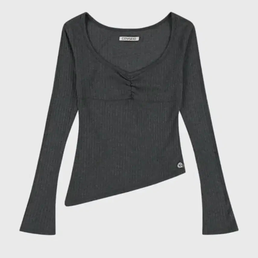 [BUNJANG] KoEseio Unbalance Shirring Top Gray / 코이세이오 언발란스 셔링탑 그레이