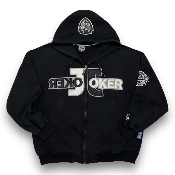 [BUNJANG] Joker Black &amp; White Old School Hoodie Zip-up / 조커 블랙&amp;화이트 77 넘버 올드스쿨 후디 집업