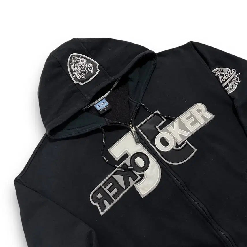 [BUNJANG] Joker Black &amp; White Old School Hoodie Zip-up / 조커 블랙&amp;화이트 77 넘버 올드스쿨 후디 집업