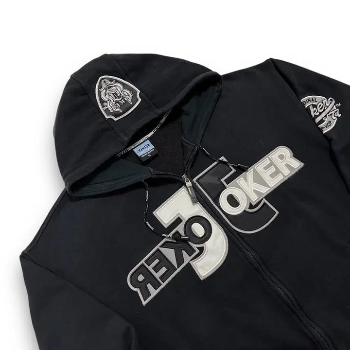 [BUNJANG] Joker Black &amp; White Old School Hoodie Zip-up / 조커 블랙&amp;화이트 77 넘버 올드스쿨 후디 집업