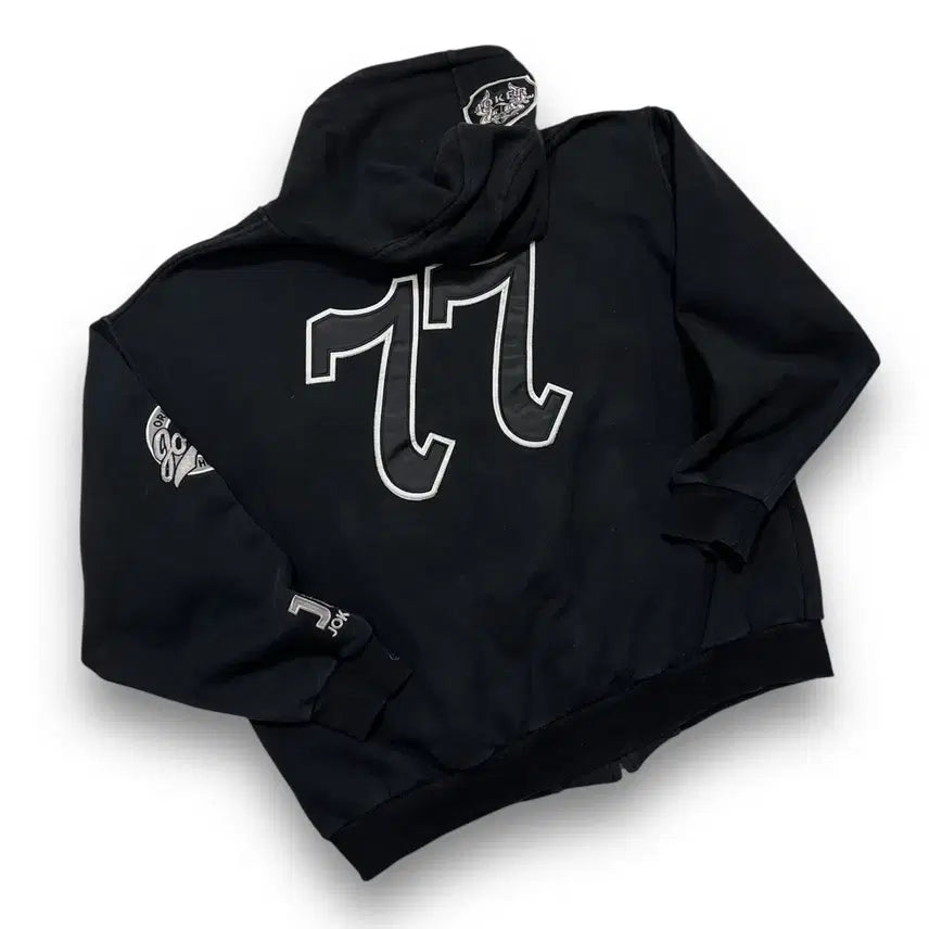 [BUNJANG] Joker Black &amp; White Old School Hoodie Zip-up / 조커 블랙&amp;화이트 77 넘버 올드스쿨 후디 집업