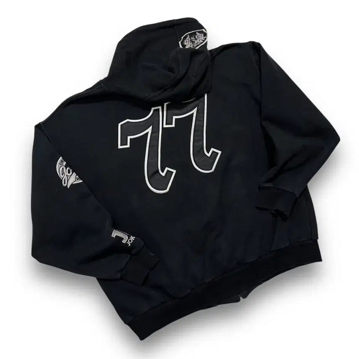 [BUNJANG] Joker Black &amp; White Old School Hoodie Zip-up / 조커 블랙&amp;화이트 77 넘버 올드스쿨 후디 집업