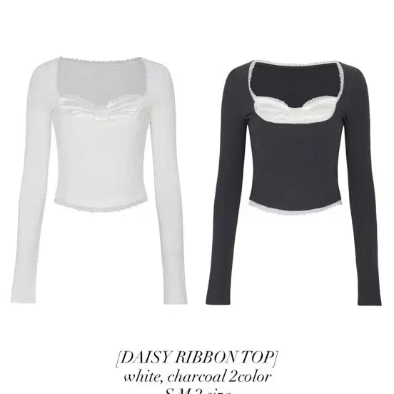 [BUNJANG] Pain or Pleasure Daisy Ribbon Top Charcoal / 페인오어플레져 데이지 리본 탑 S/M 차콜