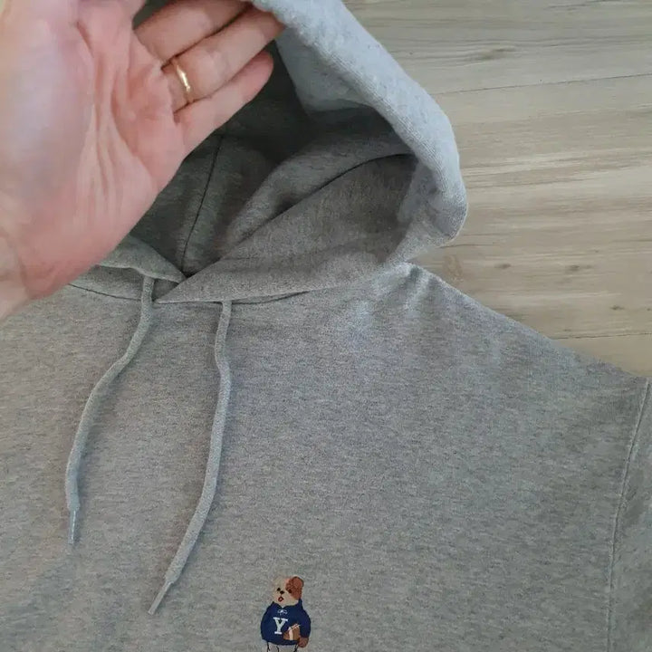 [BUNJANG] Yale Embroidered Bear Hoodie L Grey / 예일 곰돌이 자수 후드티 남성 L 회색 거의새것
