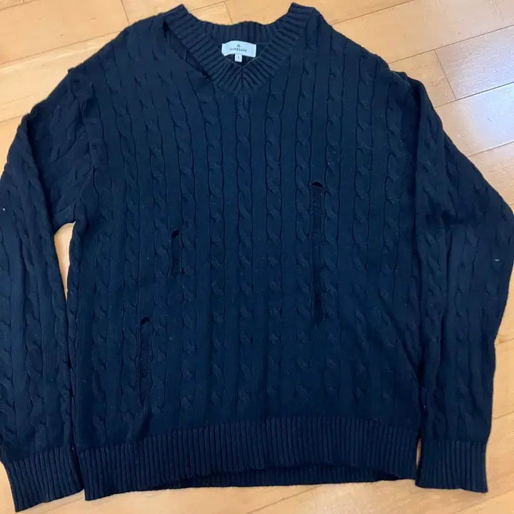 [BUNJANG] Ourscope Black Cable Knit Sweater Size 1 / 아워스코프 블랙 꽈배기 니트 1사이즈