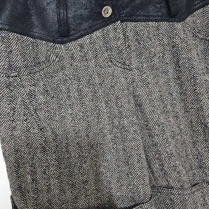 [BUNJANG] DECO XIX Herringbone Color-Block Shorts (M, 27-28 inch) / 데코 xix. 헤링본  블랙  배색  반바지. M 27~28 인치 상태굿