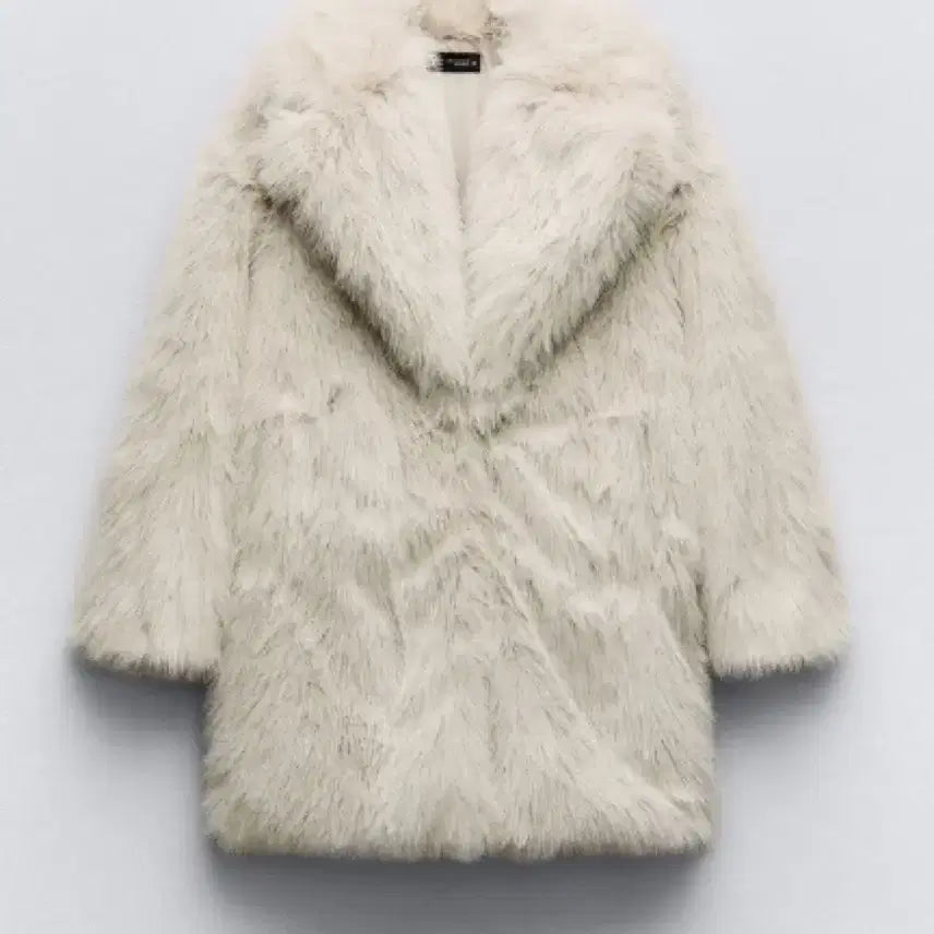 [BUNJANG] ZARA Faux Fur Coat Ivory S / 자라 ZARA 페이크 퍼 코트 아이보리 S