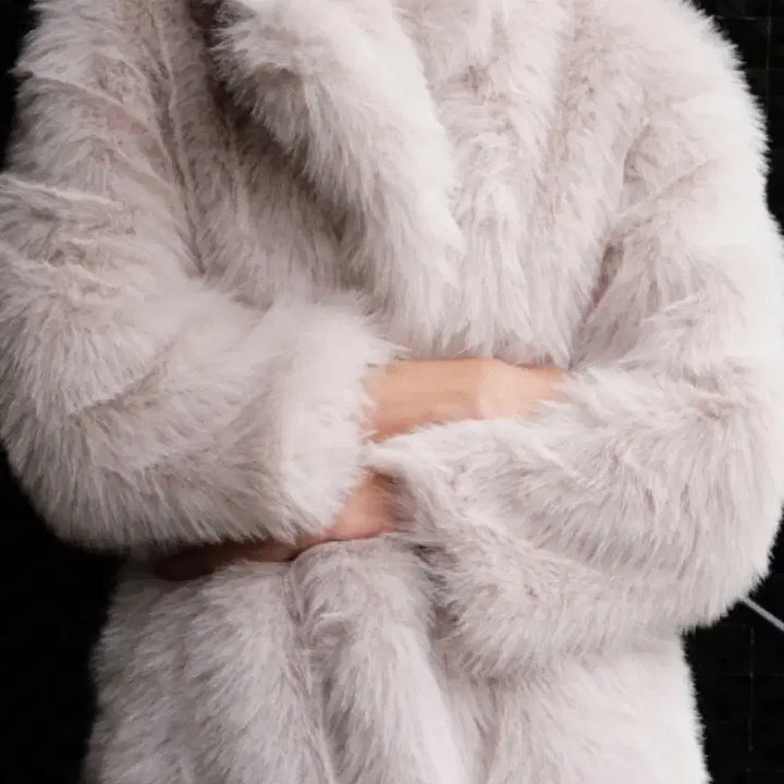 [BUNJANG] ZARA Faux Fur Coat Ivory S / 자라 ZARA 페이크 퍼 코트 아이보리 S