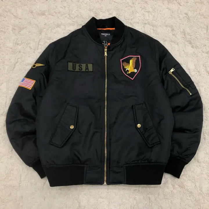 [BUNJANG] Forever 21 USA Flag Flight MA-1 Bomber Jacket / M 포에버21 USA 성조기 플라이트 MA-1 봄버 항공점퍼 자켓