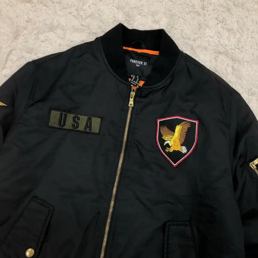 [BUNJANG] Forever 21 USA Flag Flight MA-1 Bomber Jacket / M 포에버21 USA 성조기 플라이트 MA-1 봄버 항공점퍼 자켓