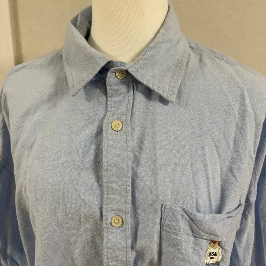 [BUNJANG] Polo Ralph Lauren Blue Bear Embroidered Shirt / 폴로 랄프로렌 블루 셔츠 곰돌이 자수