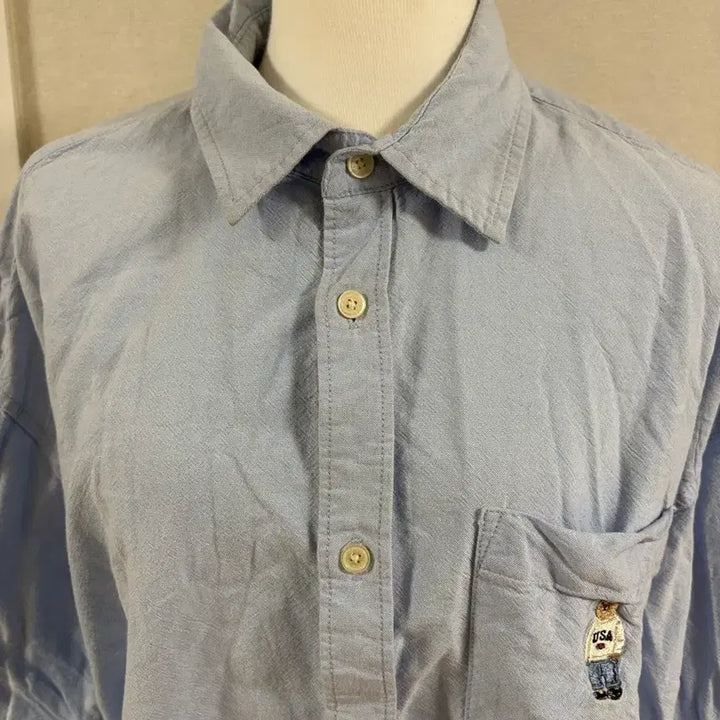 [BUNJANG] Polo Ralph Lauren Blue Bear Embroidered Shirt / 폴로 랄프로렌 블루 셔츠 곰돌이 자수
