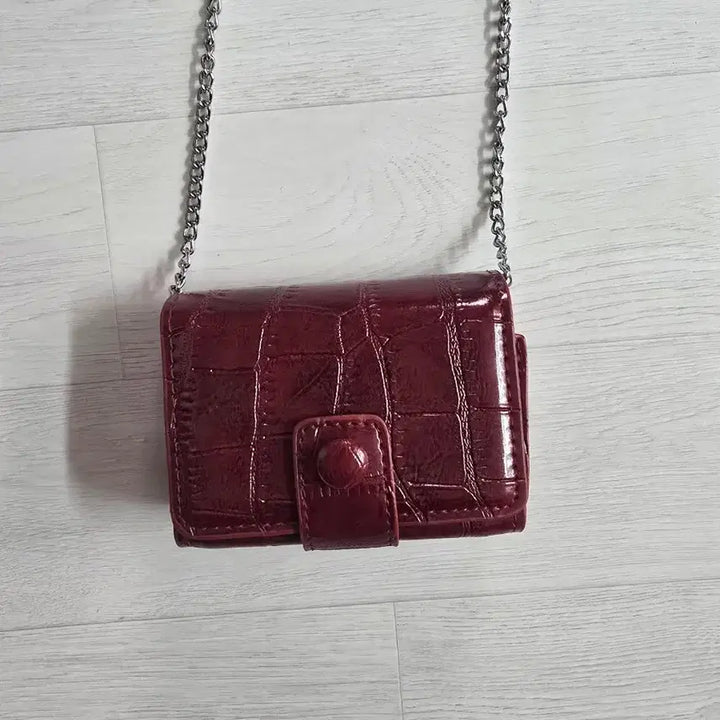 [BUNJANG] Chain Crossbody Burgundy Mini Bag / 체인 크로스백 버건디 미니백