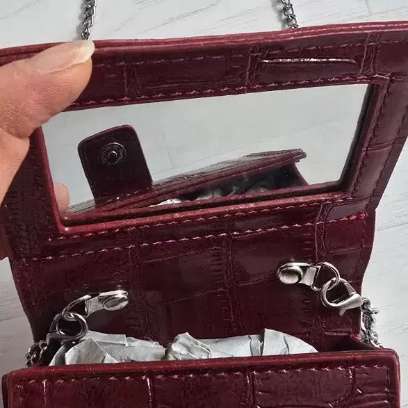 [BUNJANG] Chain Crossbody Burgundy Mini Bag / 체인 크로스백 버건디 미니백