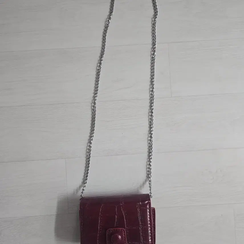 [BUNJANG] Chain Crossbody Burgundy Mini Bag / 체인 크로스백 버건디 미니백