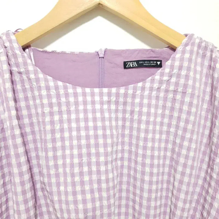 [SOLD OUT] 자라 깅엄 체크 셔링 원피스 L_i5110
