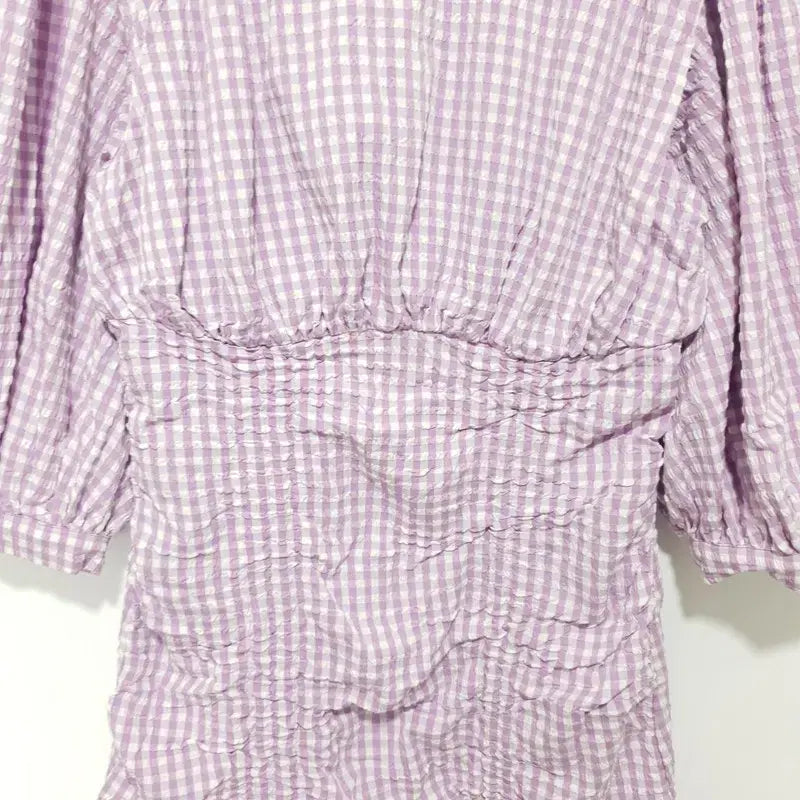 [SOLD OUT] 자라 깅엄 체크 셔링 원피스 L_i5110