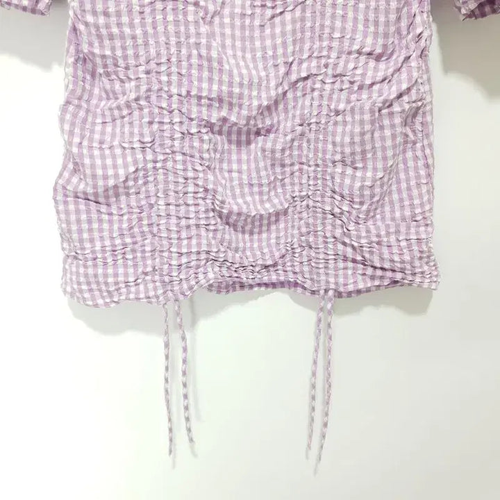 [SOLD OUT] 자라 깅엄 체크 셔링 원피스 L_i5110