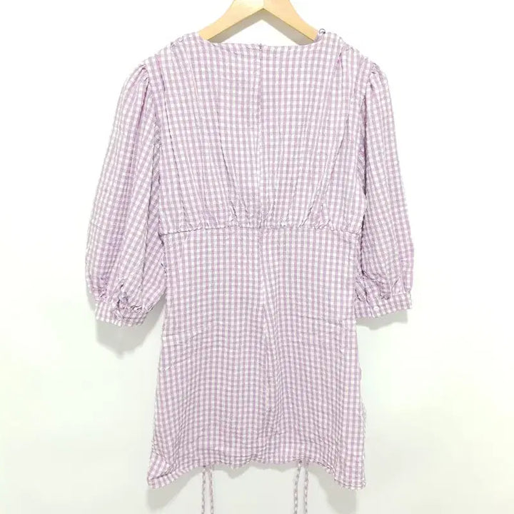 [SOLD OUT] 자라 깅엄 체크 셔링 원피스 L_i5110