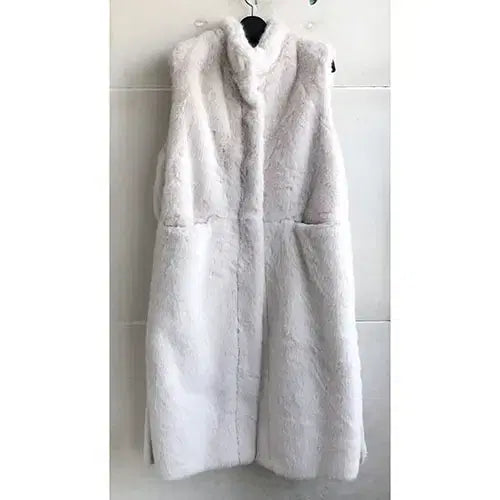 [BUNJANG] Ivory Faux Fur Long Vest / 아이보리 인조퍼 롱조끼- 통통55.66/새거수준