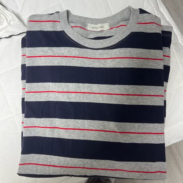 [BUNJANG] As It Cert Zigzag Striped Long Sleeve T-shirt (Gray) / (애즈써트) 지그재그 스트라이프 긴팔 티셔츠 그레이 새상품