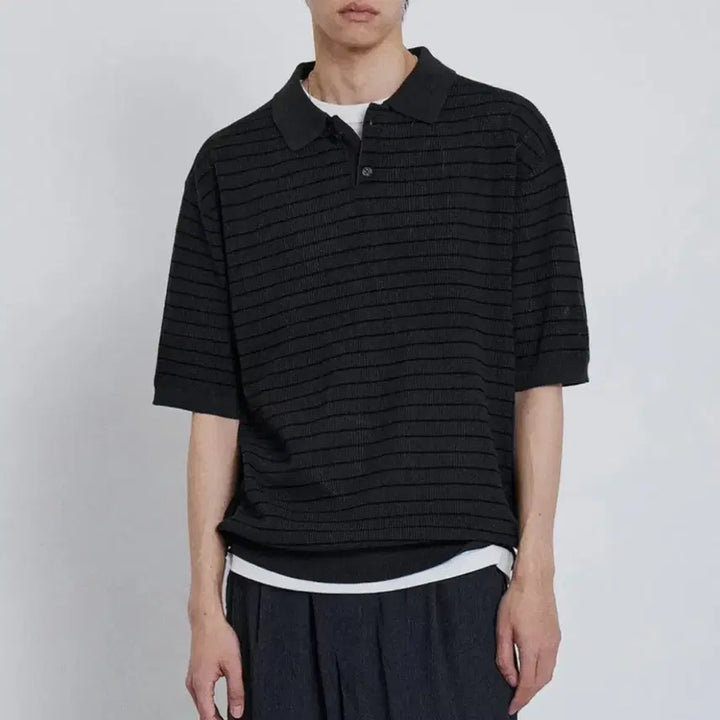 [SOLD OUT] [키뮤어] 스트라이프 티에리 하프 니트_(그라파이트, L)