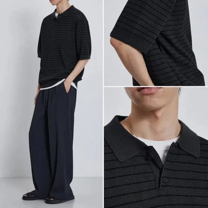 [SOLD OUT] [키뮤어] 스트라이프 티에리 하프 니트_(그라파이트, L)