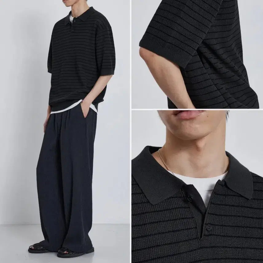 [SOLD OUT] [키뮤어] 스트라이프 티에리 하프 니트_(그라파이트, L)