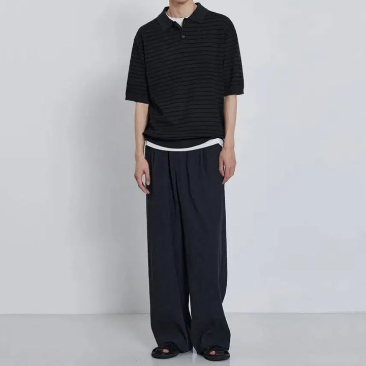 [SOLD OUT] [키뮤어] 스트라이프 티에리 하프 니트_(그라파이트, L)