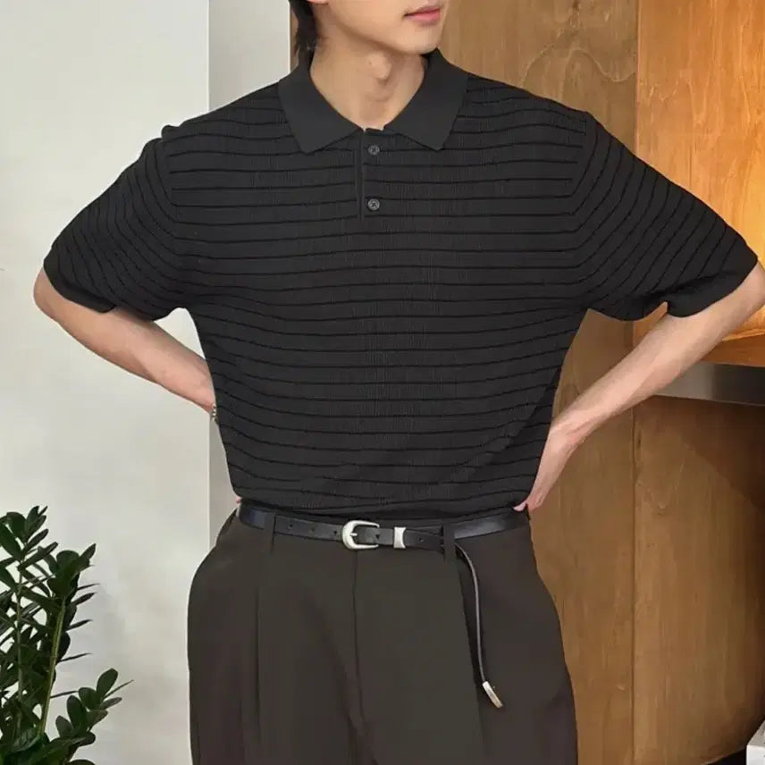 [SOLD OUT] [키뮤어] 스트라이프 티에리 하프 니트_(그라파이트, L)