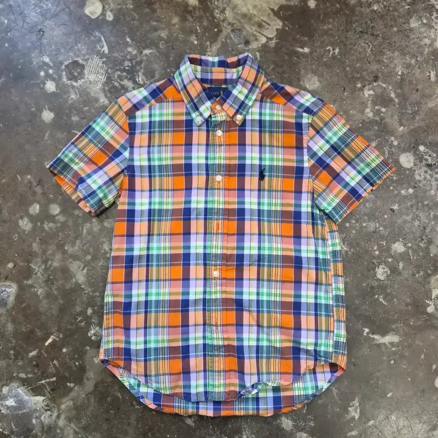 [BUNJANG] Polo Ralph Lauren Kids Checkered Short Sleeve Shirt / 5T) 폴로랄프로렌 키즈 반팔 체크 셔츠 남방