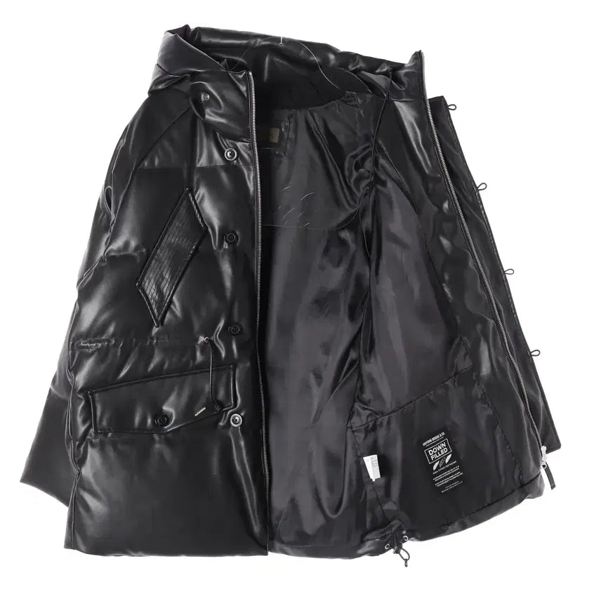 [BUNJANG] Uniform Bridge Leather Shelter Duck Down Padded Jacket / 유니폼브릿지 23FW 덕다운  레더 쉘터 가죽 패딩