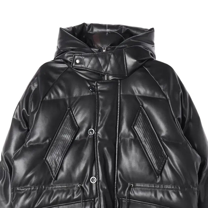 [BUNJANG] Uniform Bridge Leather Shelter Duck Down Padded Jacket / 유니폼브릿지 23FW 덕다운  레더 쉘터 가죽 패딩