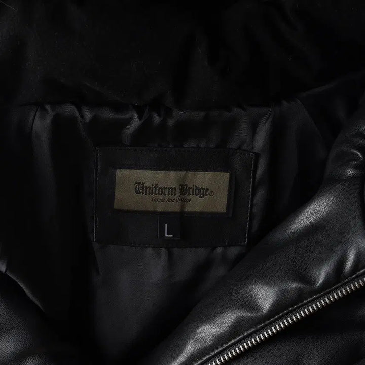 [BUNJANG] Uniform Bridge Leather Shelter Duck Down Padded Jacket / 유니폼브릿지 23FW 덕다운  레더 쉘터 가죽 패딩