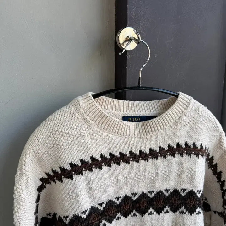[BUNJANG] Polo Ralph Lauren Geometric Crop Sweat Knit / M/ 폴로랄프로렌 신형 지오메트릭 크롭 스웻 니트
