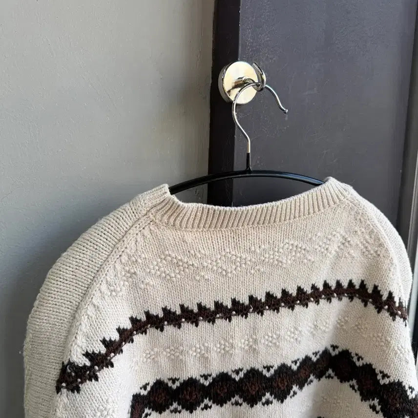 [BUNJANG] Polo Ralph Lauren Geometric Crop Sweat Knit / M/ 폴로랄프로렌 신형 지오메트릭 크롭 스웻 니트