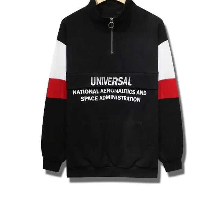 [BUNJANG] Kkonss Universal Color Block Half-Zip Sweatshirt / 꼰스 공용 유니버설 배색 반집업 맨투맨 F
