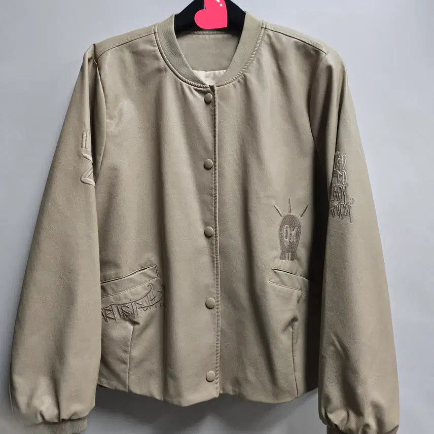 [BUNJANG] Beige Eco Leather Jacket L / 베이지 에코 레더 자켓 L