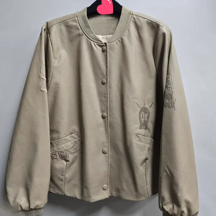 [BUNJANG] Beige Eco Leather Jacket L / 베이지 에코 레더 자켓 L