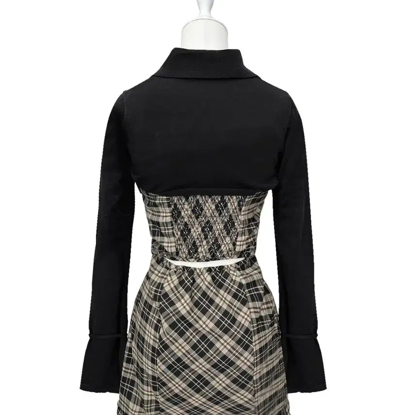 [BUNJANG] Michel Macaron Open Back Check Dress / 미셸마카롱 백 오픈 체크 원피스