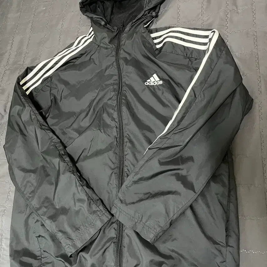 [BUNJANG] Adidas Black Tricolor Windbreaker Jacket / 아디다스 블랙 삼선 바람막이 자켓