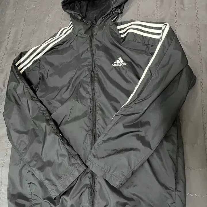 [BUNJANG] Adidas Black Tricolor Windbreaker Jacket / 아디다스 블랙 삼선 바람막이 자켓