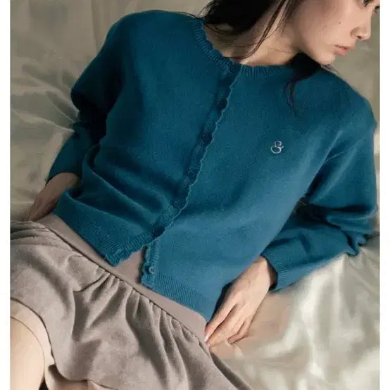 [BUNJANG] Ponyz Cozy Wave Blue Cardigan / 포니즈 코지 웨이브 블루 가디건