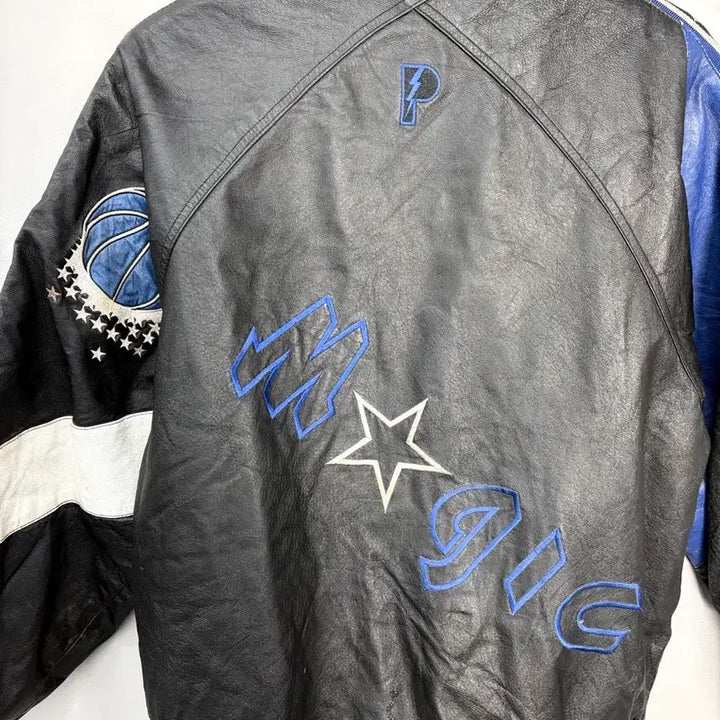 [BUNJANG] Pro Player Orlando Magic Old School Leather Jacket (XL) / 프로플레이어 NBA 올랜도매직 올드스쿨 레더 자켓 A3619