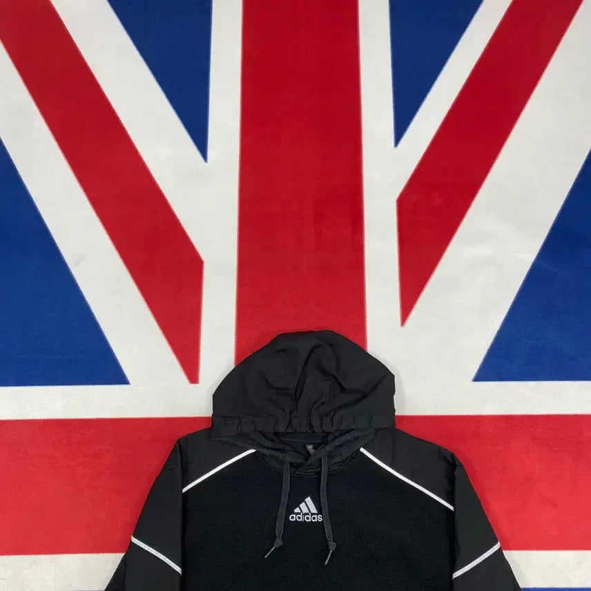 [BUNJANG] Adidas Nylon Fleece Hooded Jacket / 아디다스 나일론배색 플리스 후드티 L